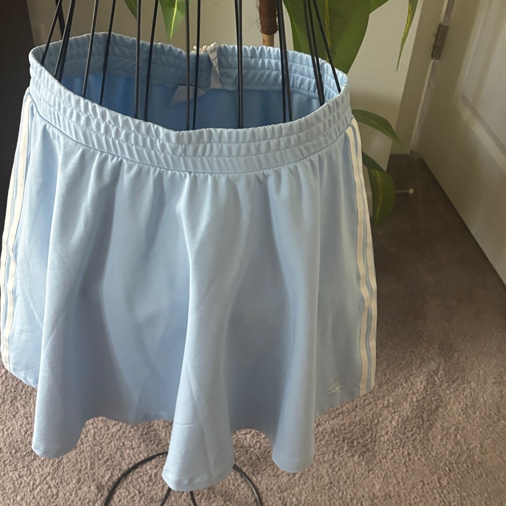 Adidas Light Blue Skirt with White Stripes